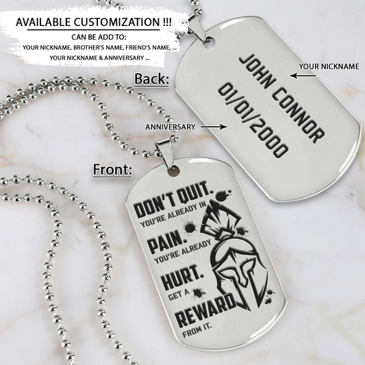 Spartan Dog Tag - Don't Quit - Get A Reward From It - Spartan Warrior - Sparta - Leonidas - Gladiator - Spartan Necklace - Engrave Dog Tag