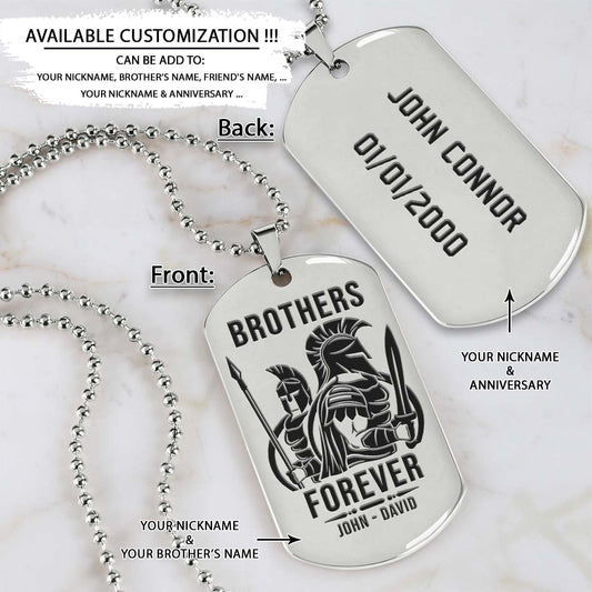 Spartan Dog Tag - Brothers Forever - Spartan Warrior - Sparta - Leonidas - Gladiator - Spartan Necklace - Engrave Dog Tag