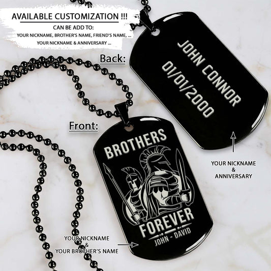 Spartan Dog Tag - Brothers Forever - Spartan Warrior - Sparta - Leonidas - Gladiator - Spartan Necklace - Engrave Dog Tag
