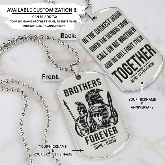 Spartan Dog Tag - Brothers Forever - Call On Me Brother - Spartan Warrior - Sparta - Leonidas - Gladiator - Spartan Necklace - Engrave Dog Tag