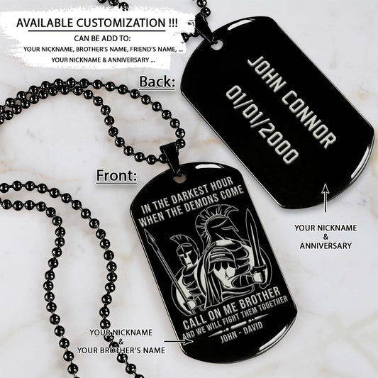 Spartan Dog Tag - Call On Me Brother - Spartan Warrior - Sparta - Leonidas - Gladiator - Spartan Necklace - Engrave Dog Tag