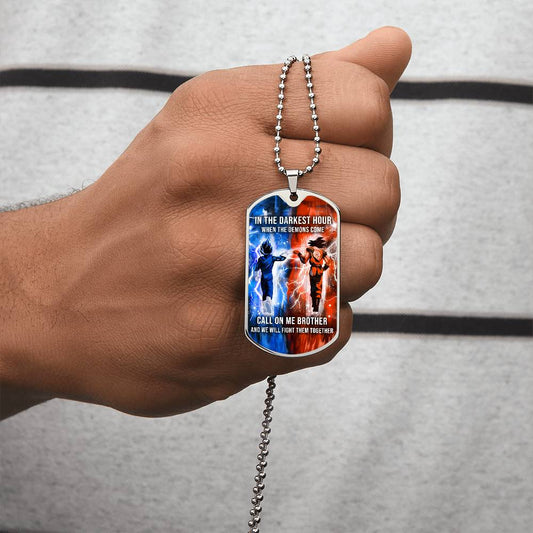 Dragon Ball - Call On me Brother - Goku - Vegeta - Military Ball Chain - Luxury Dog Tag