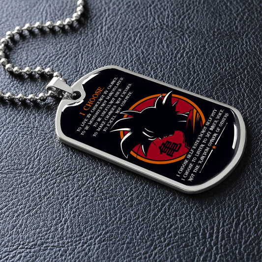 Dragon Ball - I Choose - Goku - Black Dog Tag - Dragon Ball Dog Tag - Military Ball Chain - Luxury Dog Tag