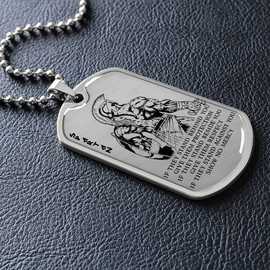 Warrior - IF - Show No Mercy - Sparta - Spartan - Warrior Dog Tag - Military Ball Chain - Luxury Dog Tag