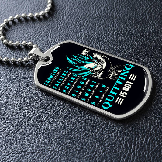 Dragon Ball - Quitting Is Not - Vegeta - Supper Saiyan Blue - Black Dog Tag - Dragon Ball Dog Tag - Military Ball Chain - Luxury Dog Tag