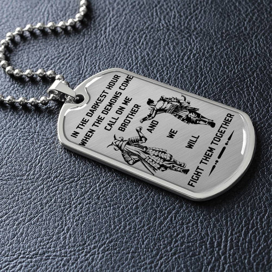 Samurai - Call On me Brother - Bushido - Katana - Ronin - Miyamoto Musashi - Samurai Dog Tag - Military Ball Chain - Luxury Dog Tag