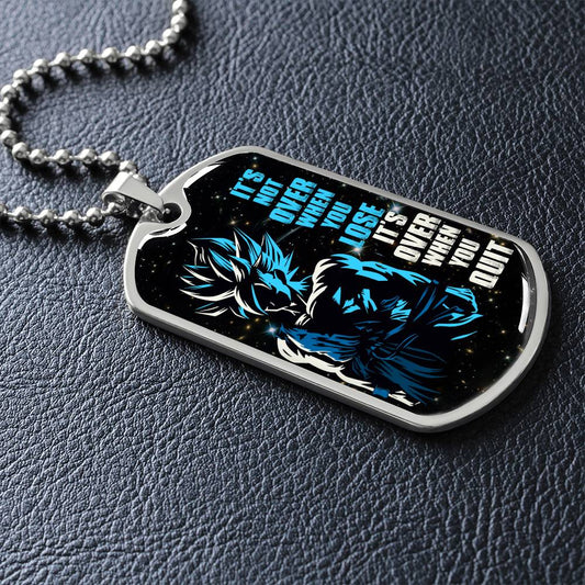 Dragon Ball - It's Not Over When You Lose - Goku - Supper Saiyan Blue - Galaxy - Black Dog Tag - Dragon Ball Dog Tag - Military Ball Chain - Luxury Dog Tag