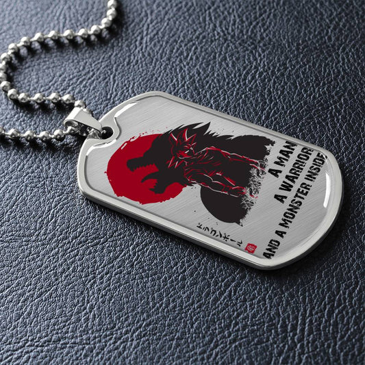 Dragon Ball - A Man - A Warrior - A Monster Inside - Goku - Dragon Ball Dog Tag - Military Ball Chain - Luxury Dog Tag