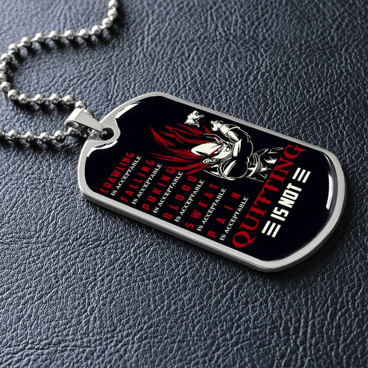 Dragon Ball - Quitting Is Not - Vegeta - Supper Saiyan God - Black Dog Tag - Dragon Ball Dog Tag - Military Ball Chain - Luxury Dog Tag