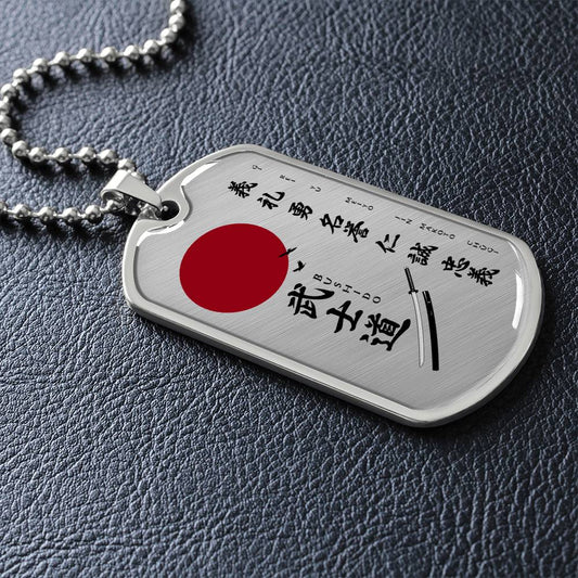 Samurai - The Seven Virtures Of Bushido 2 - Bushido - Katana - Ronin - Samurai Dog Tag - Military Ball Chain - Luxury Dog Tag