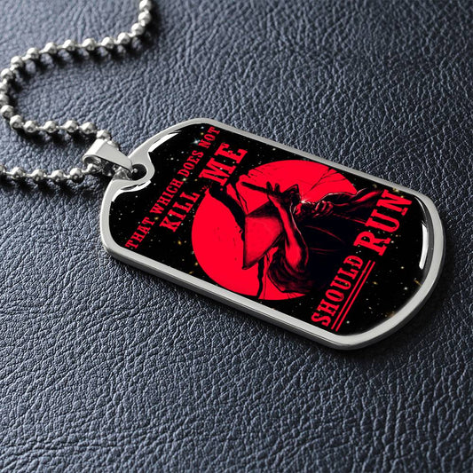 Samurai - That Which Does Not Kill Me - Should Run - Bushido - Katana - Ronin - Galaxy - Black Dog Tag - Samurai Dog Tag - Military Ball Chain - Luxury Dog Tag