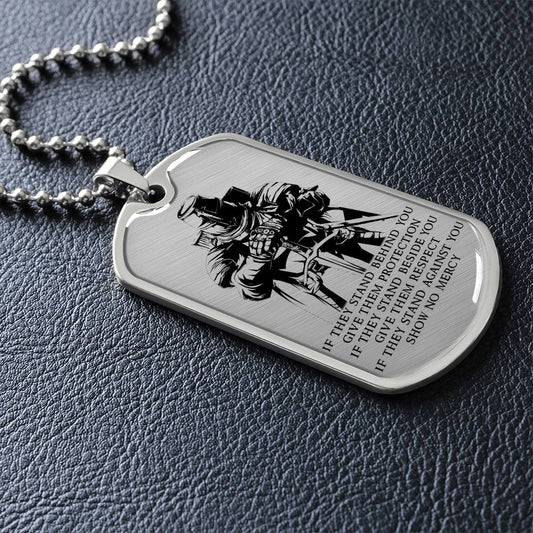 Knight Templar - IF - Show No Mercy - Knight Templar Dog Tag - Military Ball Chain - Luxury Dog Tag