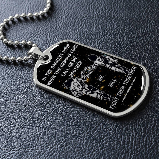 Dragon Ball - Call On Me Brother - Goku - Vegeta - Galaxy - Black Dog Tag - Dragon Ball Dog Tag - Military Ball Chain - Luxury Dog Tag