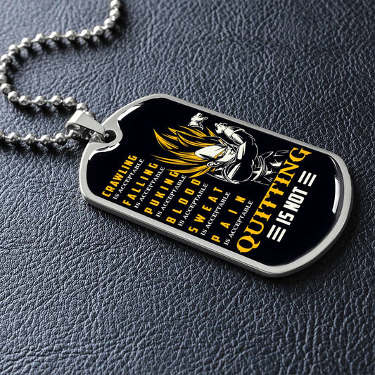 Dragon Ball - Quitting Is Not - Vegeta - Supper Saiyan - Black Dog Tag - Dragon Ball Dog Tag - Military Ball Chain - Luxury Dog Tag