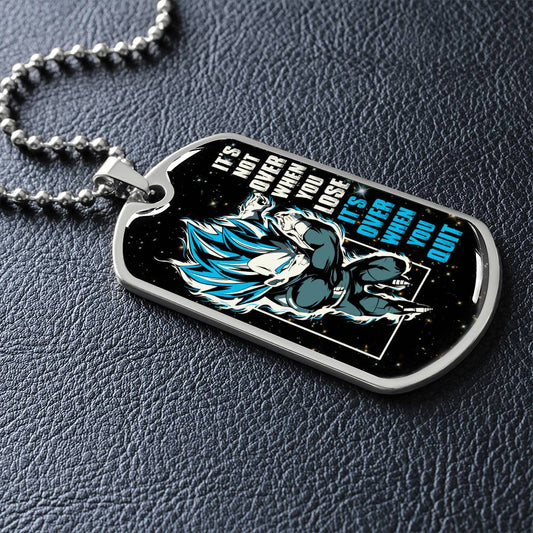 Dragon Ball - It's Not Over When You Lose - Vegeta - Supper Saiyan Blue - Galaxy - Black Dog Tag - Dragon Ball Dog Tag - Military Ball Chain - Luxury Dog Tag