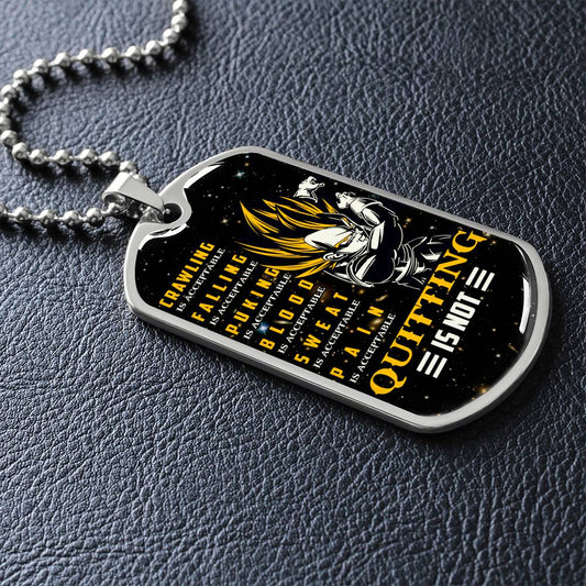 Dragon Ball - Quitting Is Not - Vegeta - Supper Saiyan - Galaxy - Black Dog Tag - Dragon Ball Dog Tag - Military Ball Chain - Luxury Dog Tag