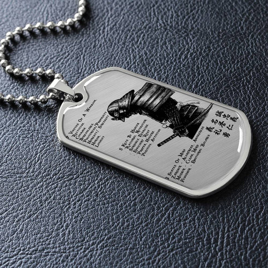 Samurai - 7 5 3 CODE - Bushido - Katana - Ronin - Samurai Dog Tag - Military Ball Chain - Luxury Dog Tag
