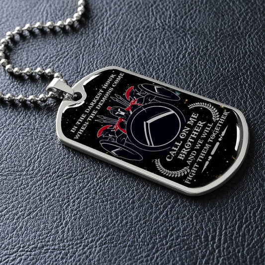 Warrior - Call On Me Brother - Sparta - Spartan - Galaxy - Black Dog Tag - Warrior Dog Tag - Military Ball Chain - Luxury Dog Tag