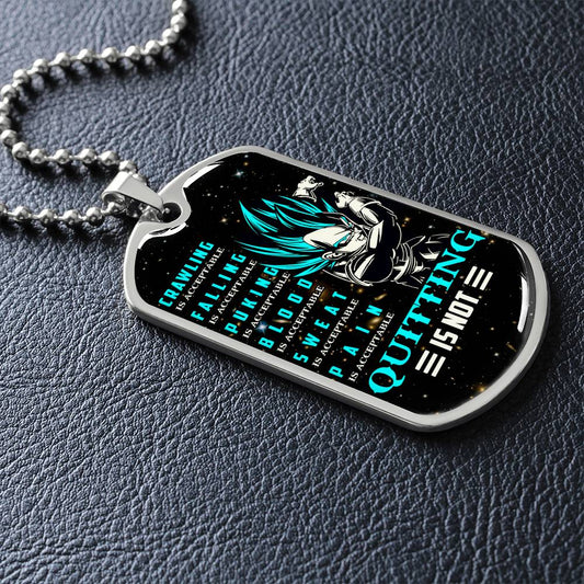 Dragon Ball - Quitting Is Not - Vegeta - Supper Saiyan Blue - Galaxy - Black Dog Tag - Dragon Ball Dog Tag - Military Ball Chain - Luxury Dog Tag