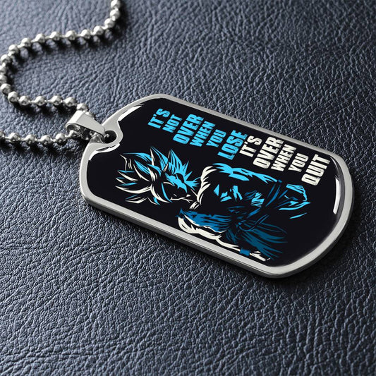 Dragon Ball - It's Not Over When You Lose - Goku - Supper Saiyan Blue - Black Dog Tag - Dragon Ball Dog Tag - Military Ball Chain - Luxury Dog Tag