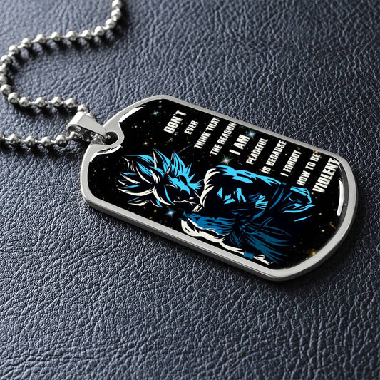 Dragon Ball - Don't Ever Think That The Reason - Goku - Galaxy - Black Dog Tag - Dragon Ball Dog Tag - Military Ball Chain - Luxury Dog Tag