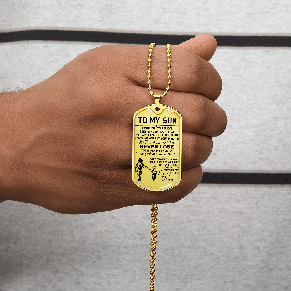 Dragon Ball - Dad To Son - Never Lose - Vegeta - Trunks - Dragon Ball Dog Tag - Military Ball Chain - Luxury Dog Tag