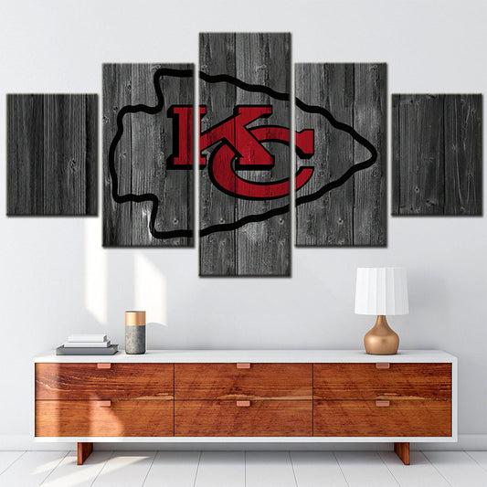 American Football - 5 Pieces Wall Art - AF5096 - Kansas City Chiefs Emblem - NFL Football - American Football Poster - American Football Canvas