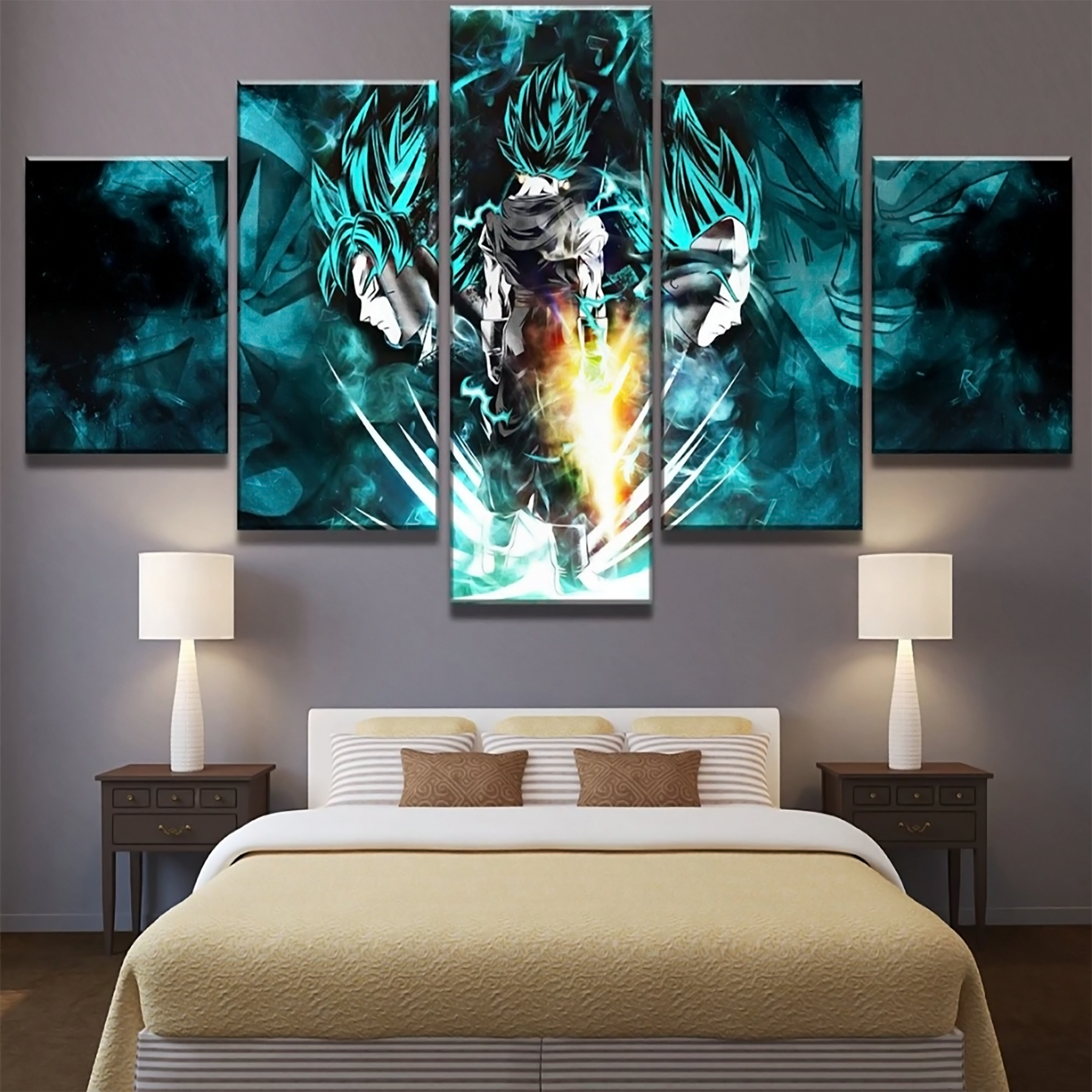 Dragon Ball - 5 Pieces Wall Art - Goku - Vegeta - Vegeto - Printed Wall Pictures Home Decor - Dragon Ball Poster - Dragon Ball Canvas