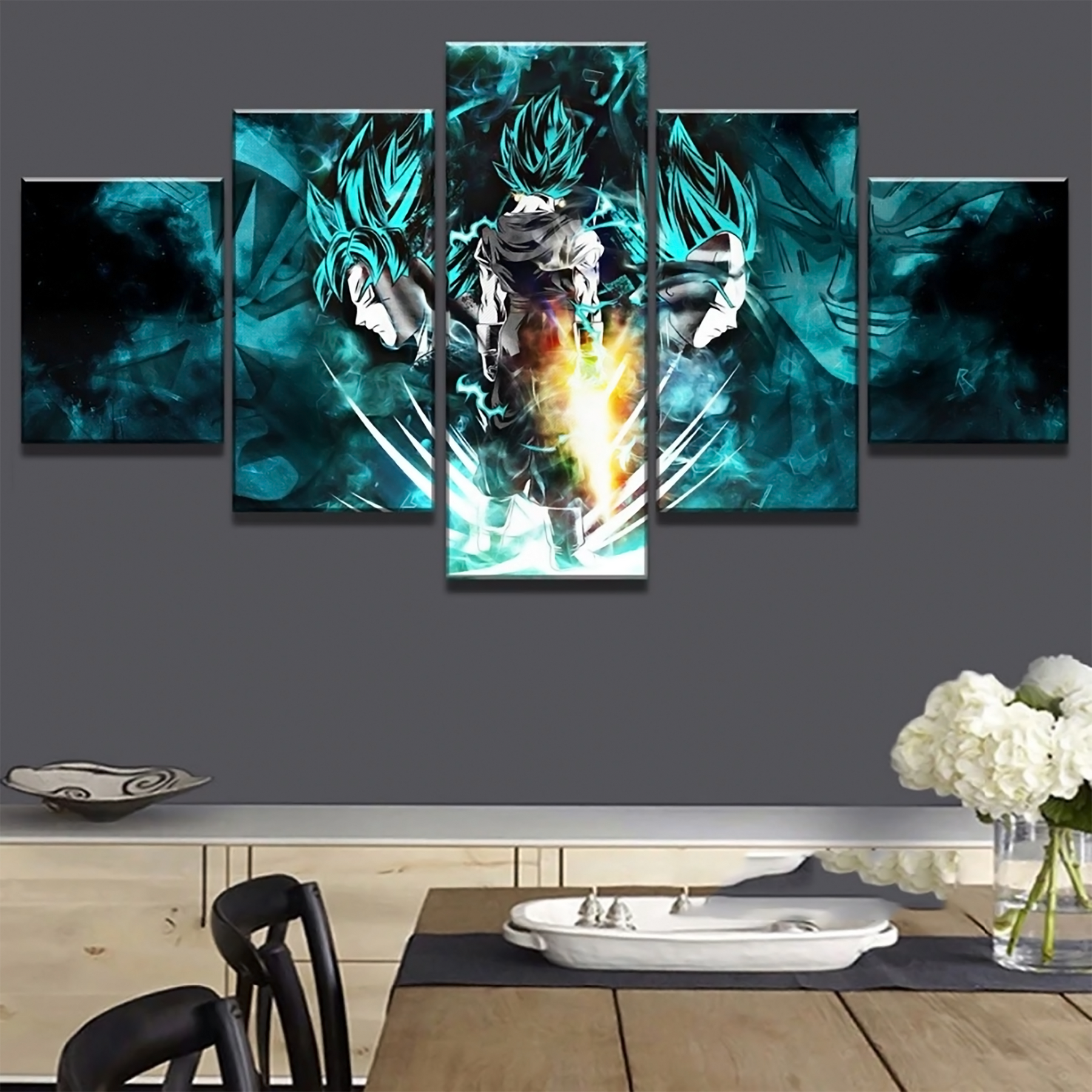 Dragon Ball - 5 Pieces Wall Art - Goku - Vegeta - Vegeto - Printed Wall Pictures Home Decor - Dragon Ball Poster - Dragon Ball Canvas