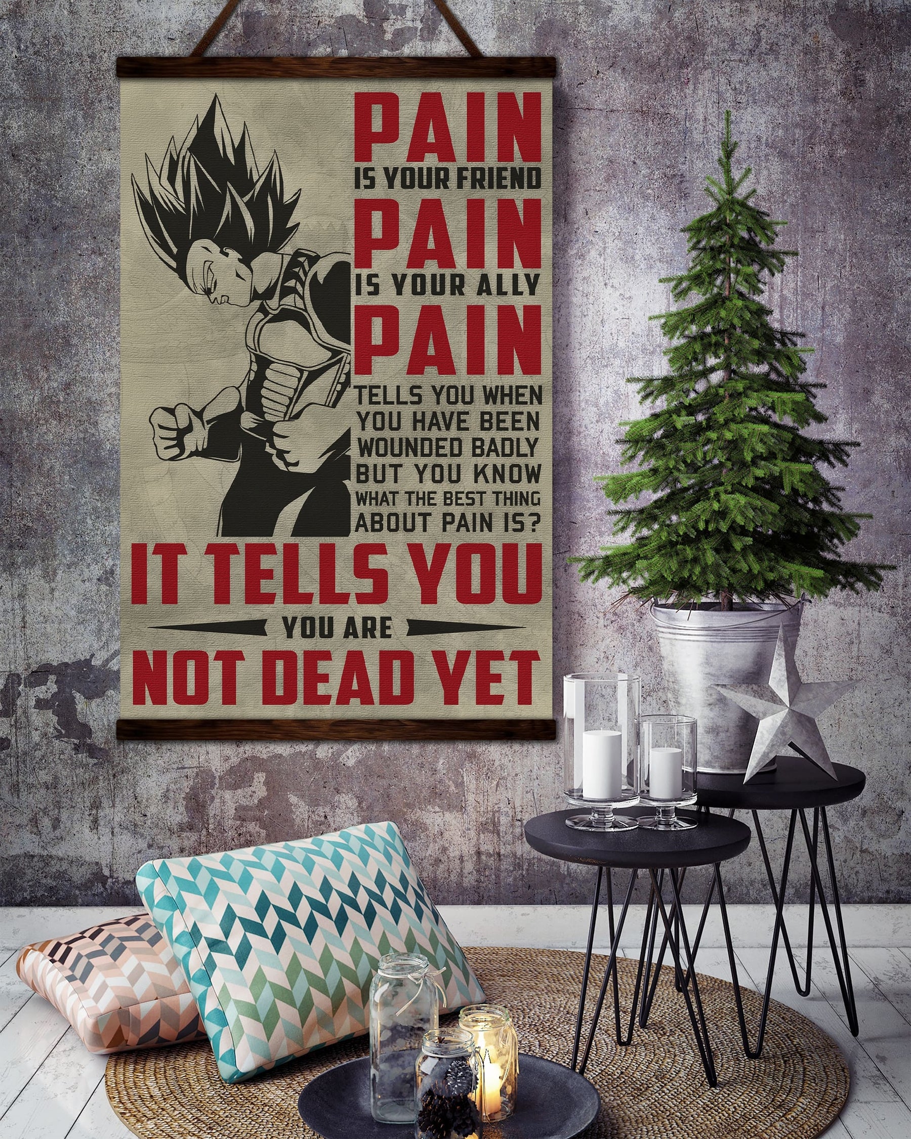 DR016 - PAIN - It Tells You - You Are Not Dead Yet - Vegeta - Vertical Poster - Vertical Canvas - Dragon Ball Poster
