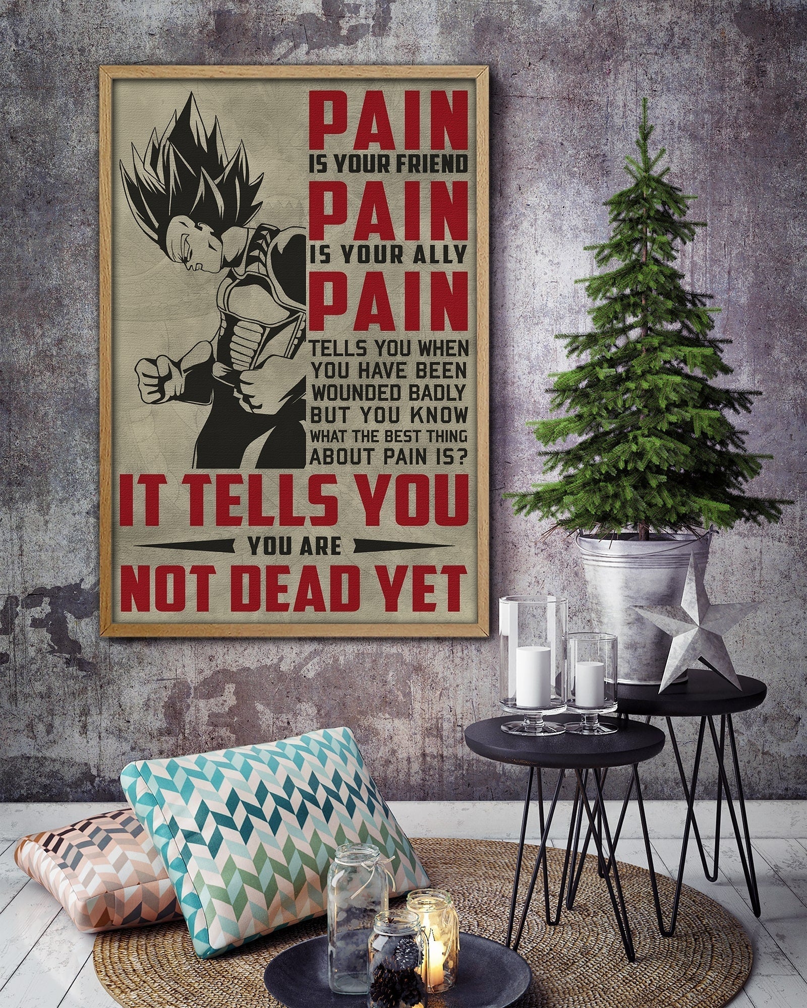 DR016 - PAIN - It Tells You - You Are Not Dead Yet - Vegeta - Vertical Poster - Vertical Canvas - Dragon Ball Poster