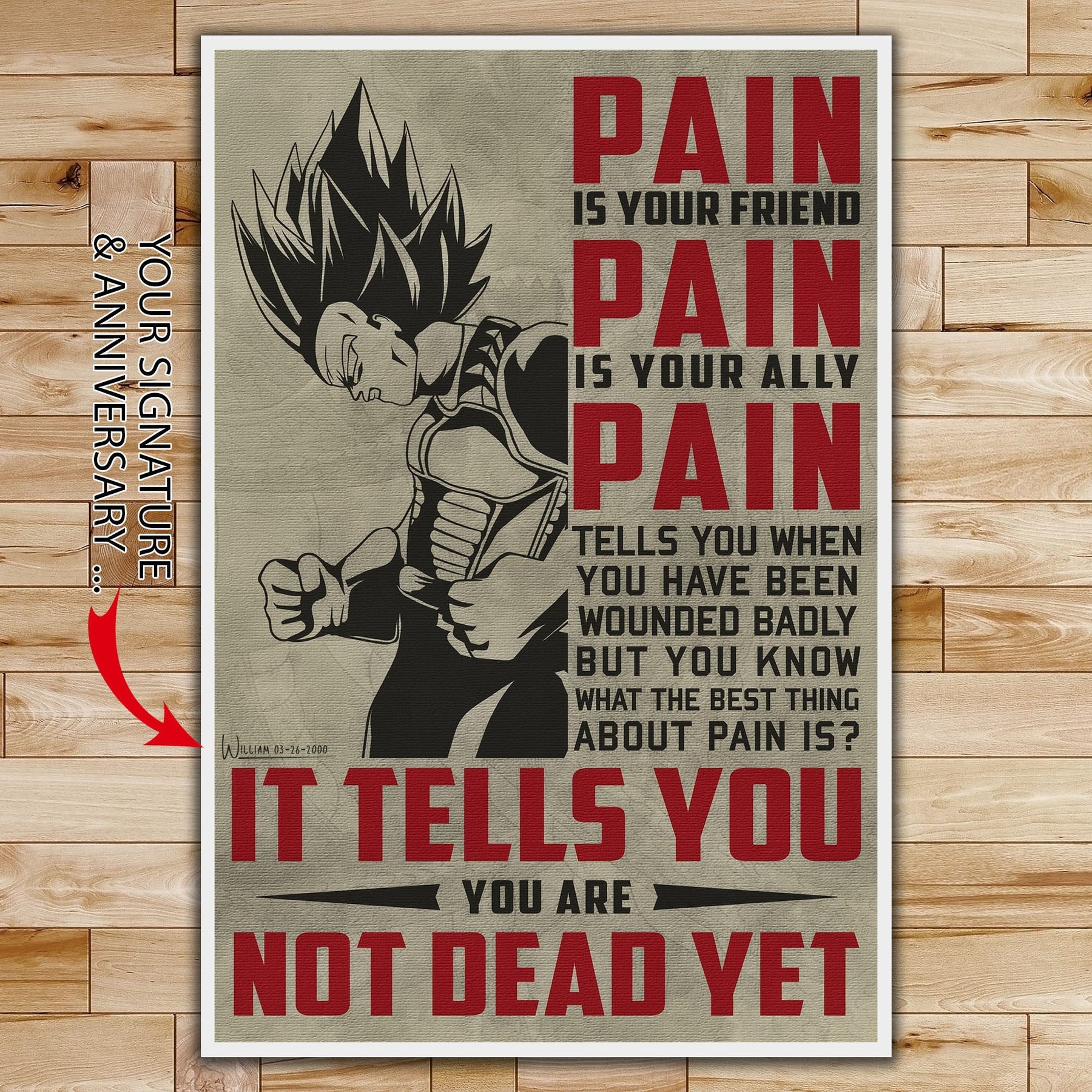 DR016 - PAIN - It Tells You - You Are Not Dead Yet - Vegeta - Vertical Poster - Vertical Canvas - Dragon Ball Poster