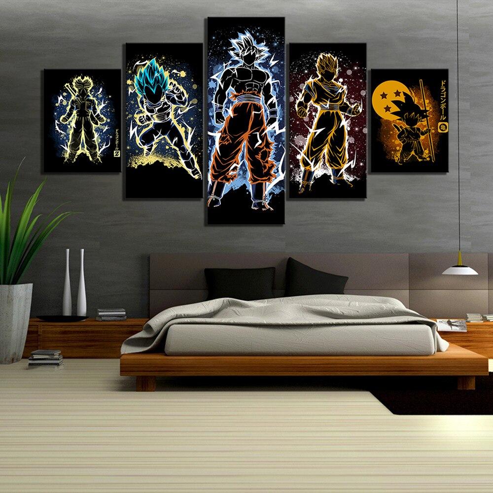 Dragon Ball - 5 Pieces Wall Art - Trunk - Vegeta - Goku - Gohan - Goten - Printed Wall Pictures Home Decor - Dragon Ball Poster - Dragon Ball Canvas