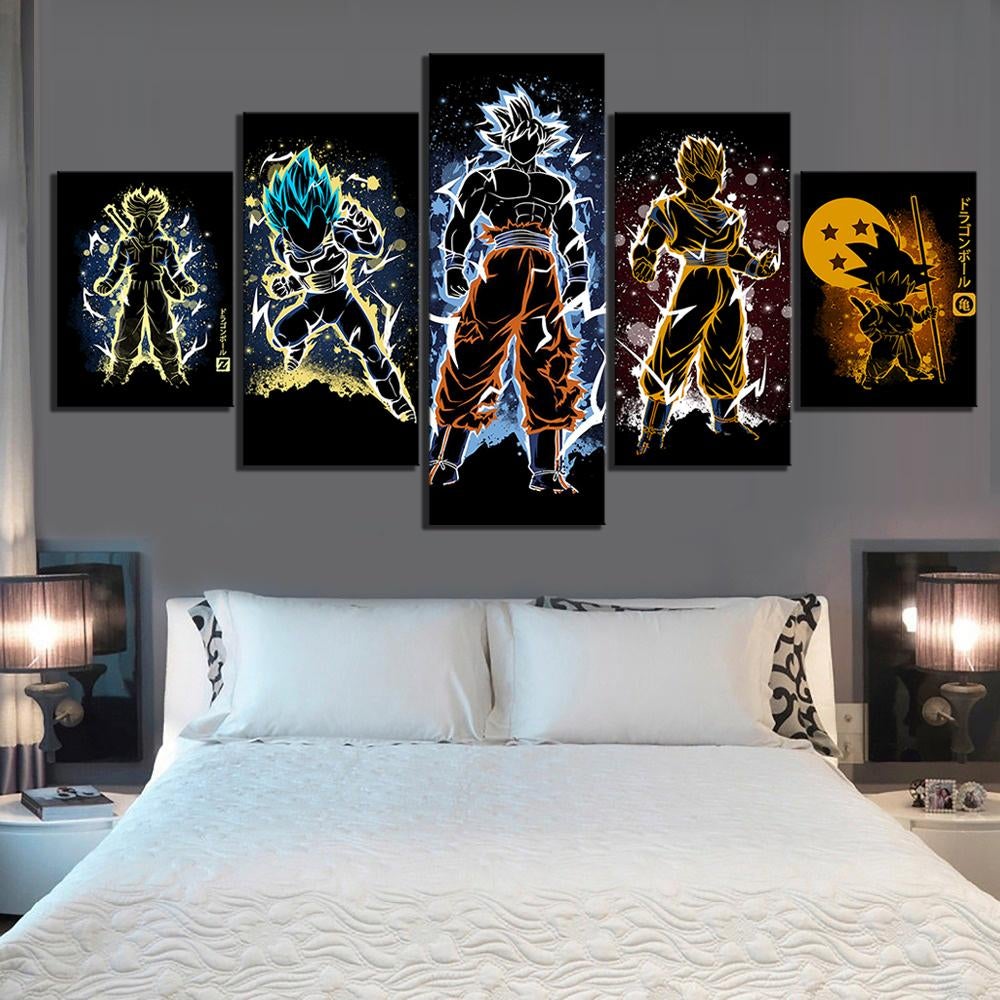 Dragon Ball - 5 Pieces Wall Art - Trunk - Vegeta - Goku - Gohan - Goten - Printed Wall Pictures Home Decor - Dragon Ball Poster - Dragon Ball Canvas