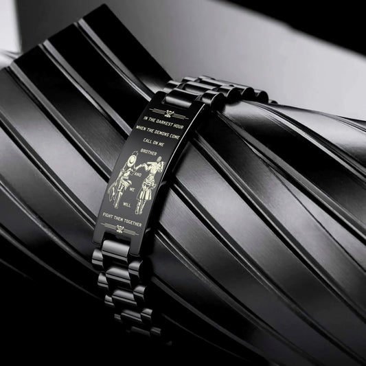 OPD004 - Call On me Brother - Monkey D. Luffy - Roronoa Zoro - One Piece Bracelet - Engrave Black Bracelet