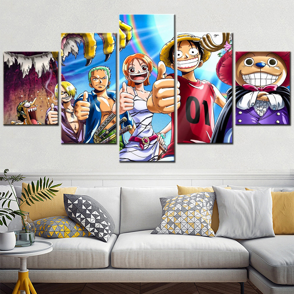 One Piece - 5 Pieces Wall Art - Monkey D. Luffy - Roronoa Zoro - Sanji - Usopp - Nami 2 - Printed Wall Pictures Home Decor - One Piece Poster - One Piece Canvas