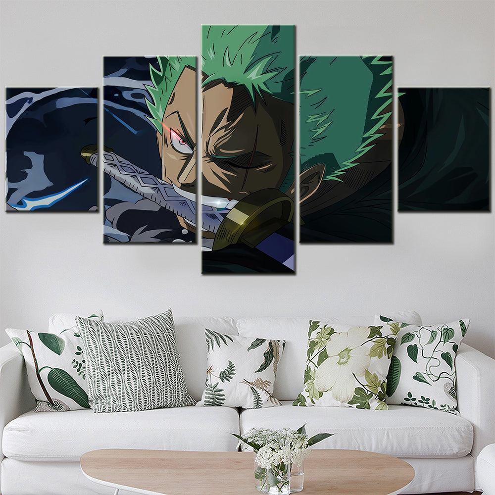 One Piece - 5 Pieces Wall Art - Roronoa Zoro - Printed Wall Pictures Home Decor - One Piece Poster - One Piece Canvas