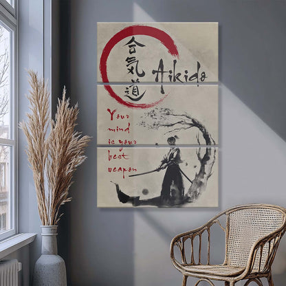 Aikido - 3 Piece Wall Art - AI007 - Your Mind Is Your Best Weapon - Aikido Canvas