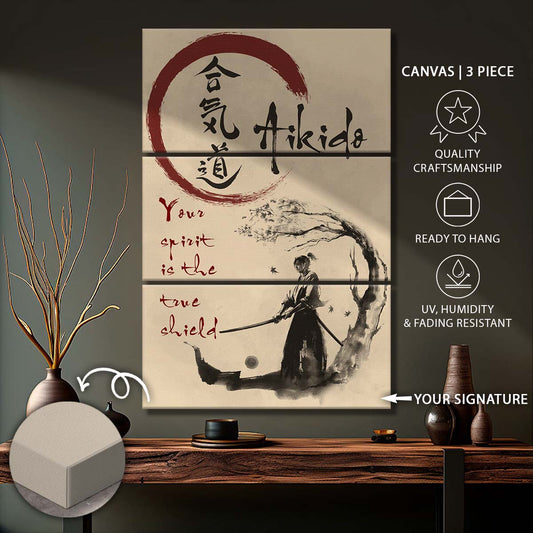Aikido - 3 Piece Wall Art - AI027 - Your Spirit Is The True Shield - Aikido Canvas