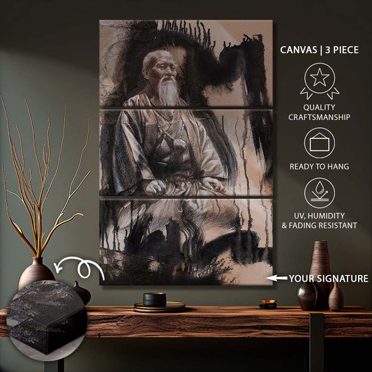 Aikido - 3 Piece Wall Art - AI030 - Morihei Ueshiba - Aikido Canvas