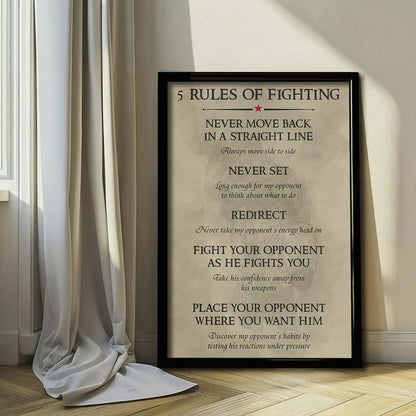 Aikido Wall Art - Aikido Poster - Aikido Canvas - 5 Rules Of Fighting - AI010 - Vertical Poster - Vertical Canvas