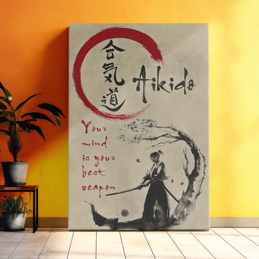 Aikido Wall Art - Aikido Poster - Aikido Canvas - Your Mind Is Your Best Weapon - AI007 - Vertical Poster - Vertical Canvas