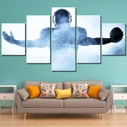 American Football - 5 Pieces Wall Art - AF5123 - Player Portrait Silhouette - American Football Poster - American Football Canvas