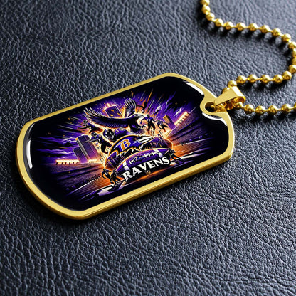 American Football - AFD001 - Baltimore Ravens NFL Super Bowl Spirit - American Football Dog Tag - Military Ball Chain - Luxury Dog Tag