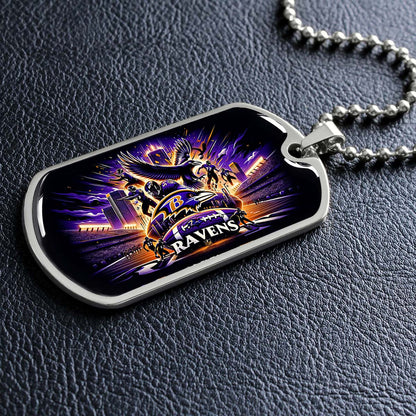 American Football - AFD001 - Baltimore Ravens NFL Super Bowl Spirit - American Football Dog Tag - Military Ball Chain - Luxury Dog Tag