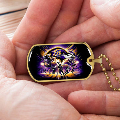 American Football - AFD002 - Baltimore Ravens NFL Team Football - American Football Dog Tag - Military Ball Chain - Luxury Dog Tag