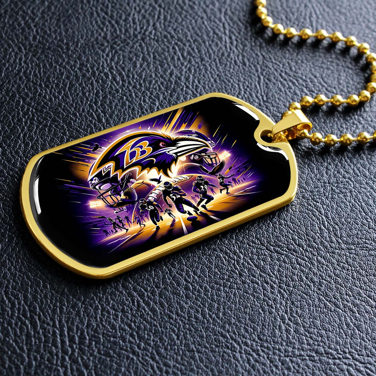 American Football - AFD002 - Baltimore Ravens NFL Team Football - American Football Dog Tag - Military Ball Chain - Luxury Dog Tag
