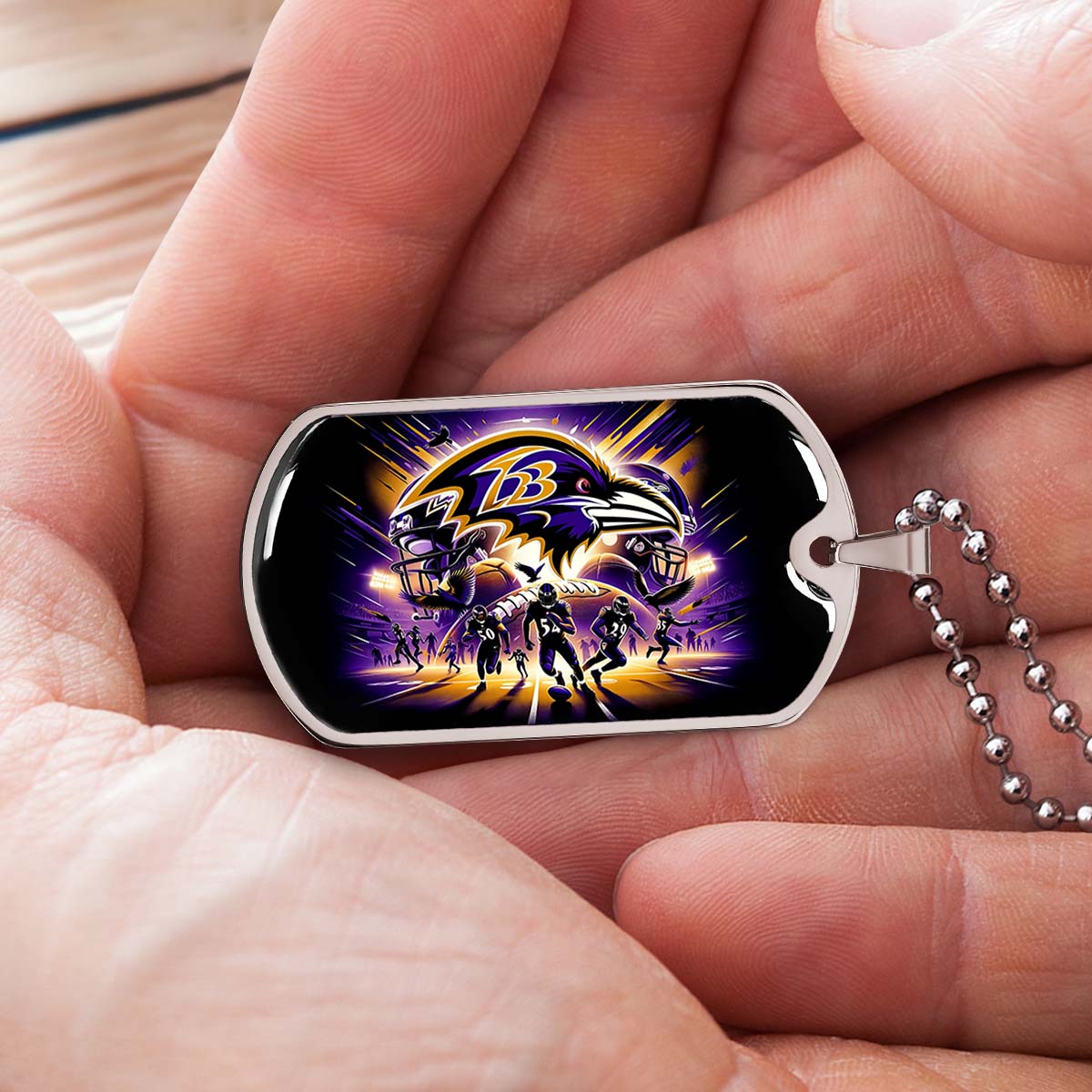 American Football - AFD002 - Baltimore Ravens NFL Team Football - American Football Dog Tag - Military Ball Chain - Luxury Dog Tag