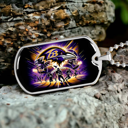 American Football - AFD002 - Baltimore Ravens NFL Team Football - American Football Dog Tag - Military Ball Chain - Luxury Dog Tag