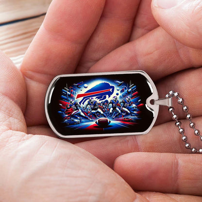 American Football - AFD003 - Buffalo Bills NFL Super Bowl Team - American Football Dog Tag - Military Ball Chain - Luxury Dog Tag